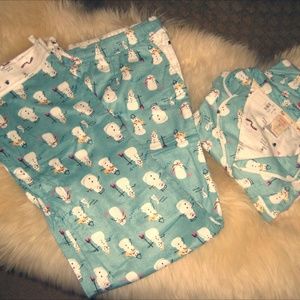 New Snowman Flannel Pj's  L Pajama by Munki Munki